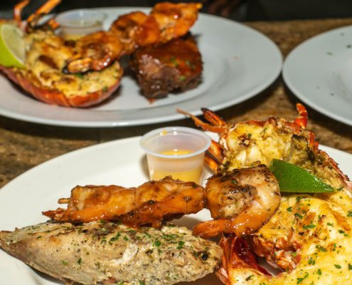 Grilled lobster, shrimp & Mahi Mahi at Reggae Beach Lobster Fest